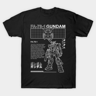 Gundam FA 78 1 Black and White Streetwear Shirt mobile suit T-Shirt